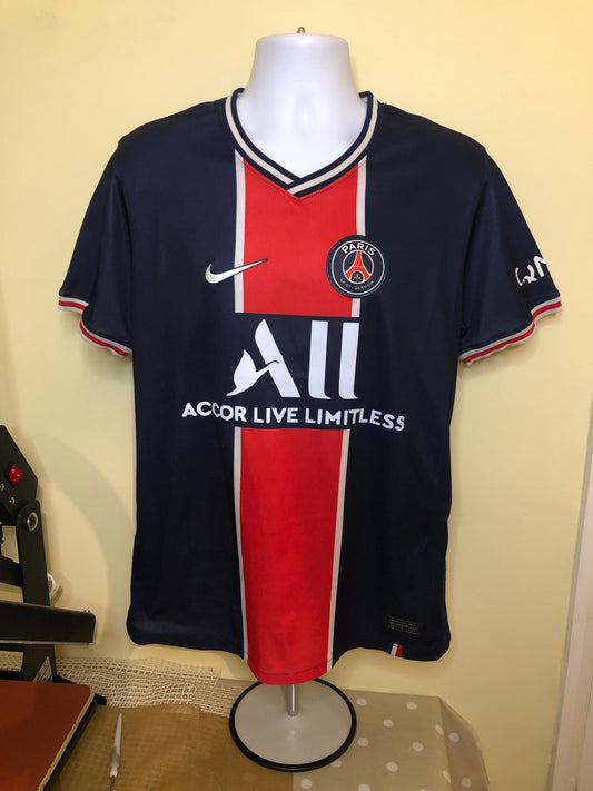 Paris Saint Germain 2020/21 Champions League Home Shirt, Mbappé 7 10/10