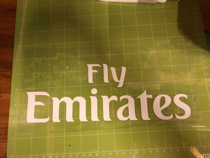 Fly Emirates Football Shirt Sponsor Vinyl Heat Transfer